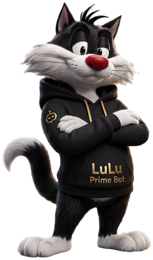 Mascote do Lulu Prime — um gato de moletom
